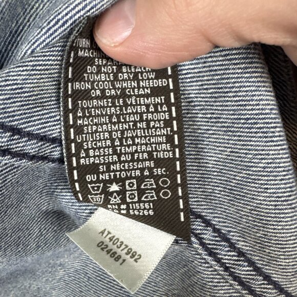 7 For All Mankind Denim Jacket Men Medium Trucker Dark Wash USA Made - Picture 8 of 9